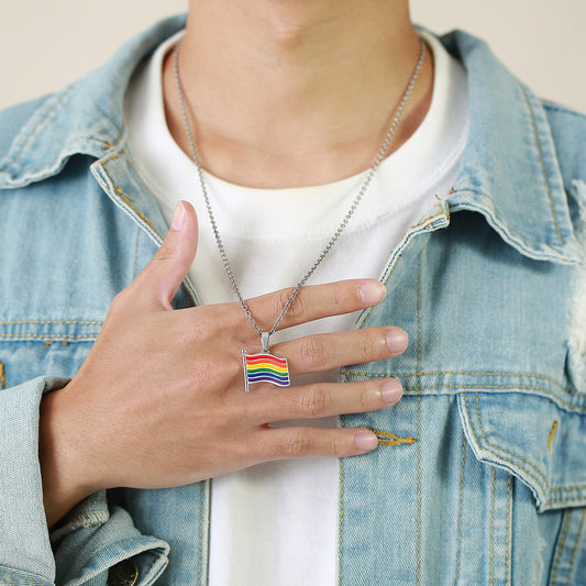 Pride Flag Necklace - 100% Silver